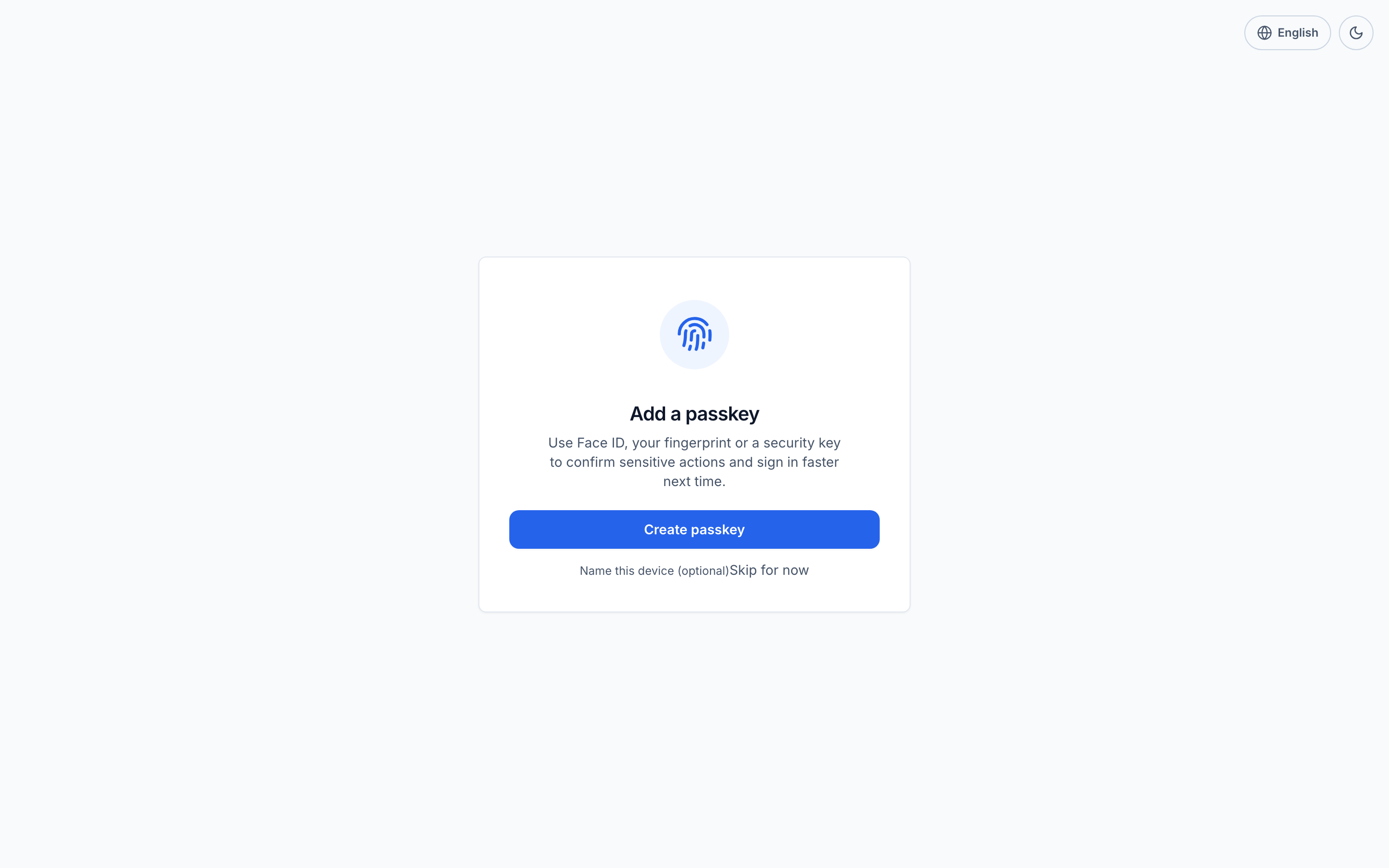 Passkey setup