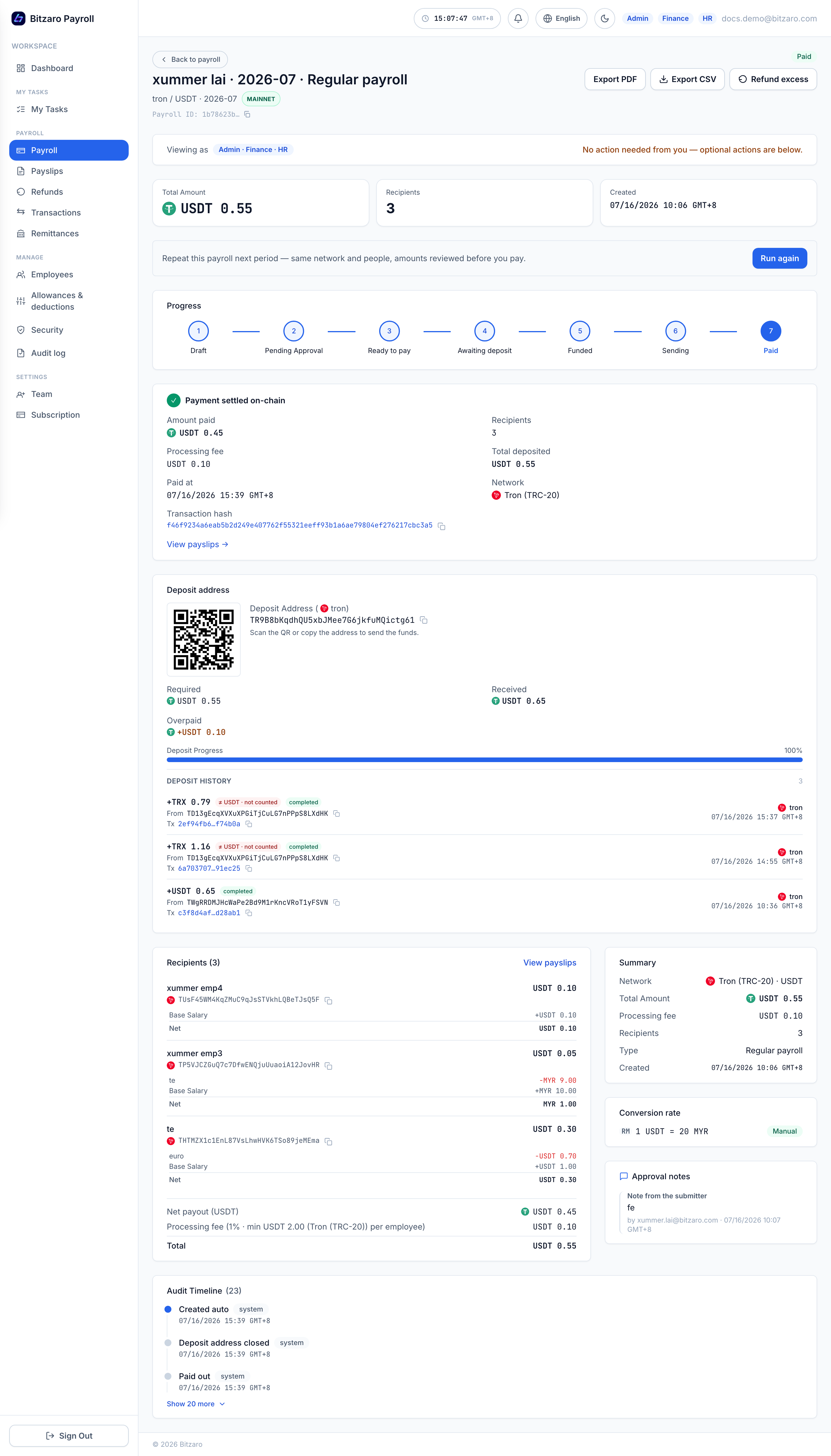 Payroll detail